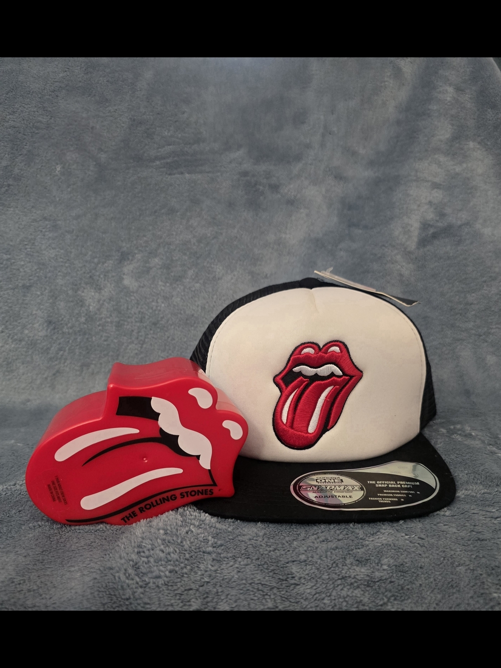 The Rolling Stones White & Black Cap & Rolling Stones Crew Sock with Tongue Logo